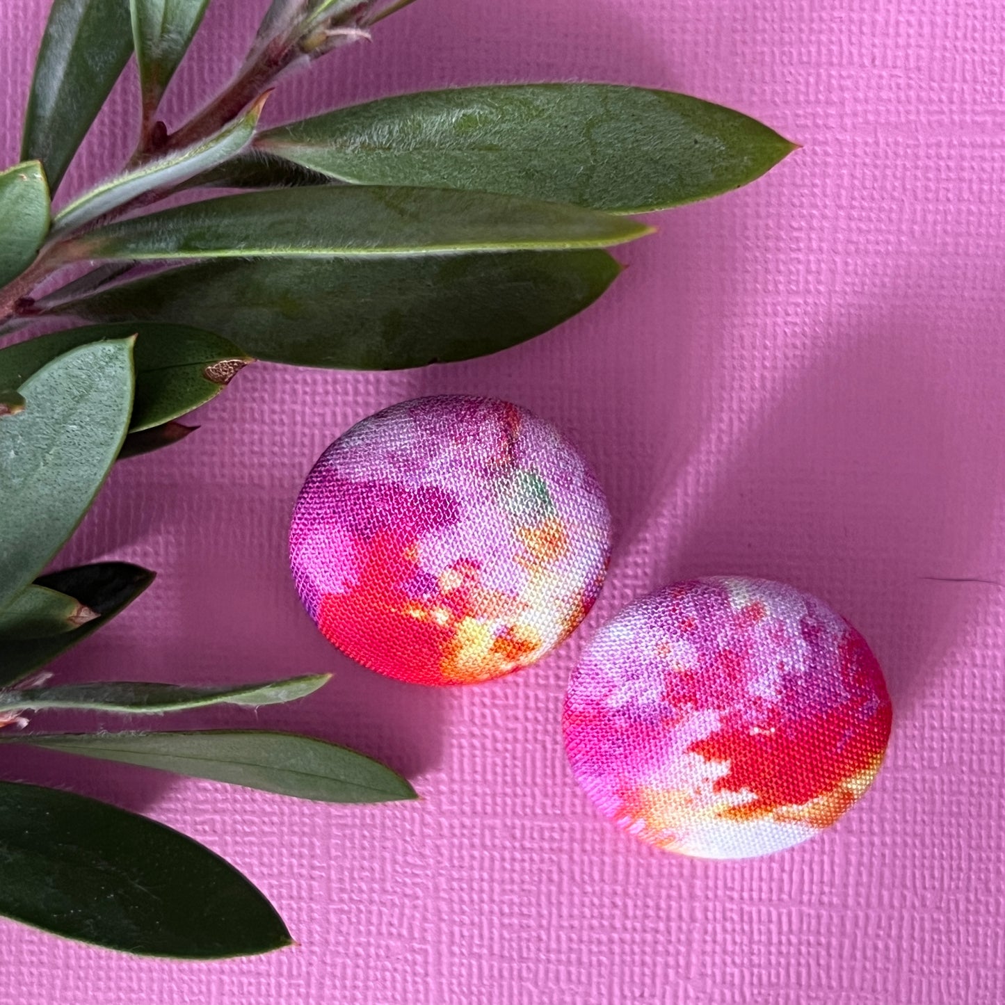 Fabric covered button earrings