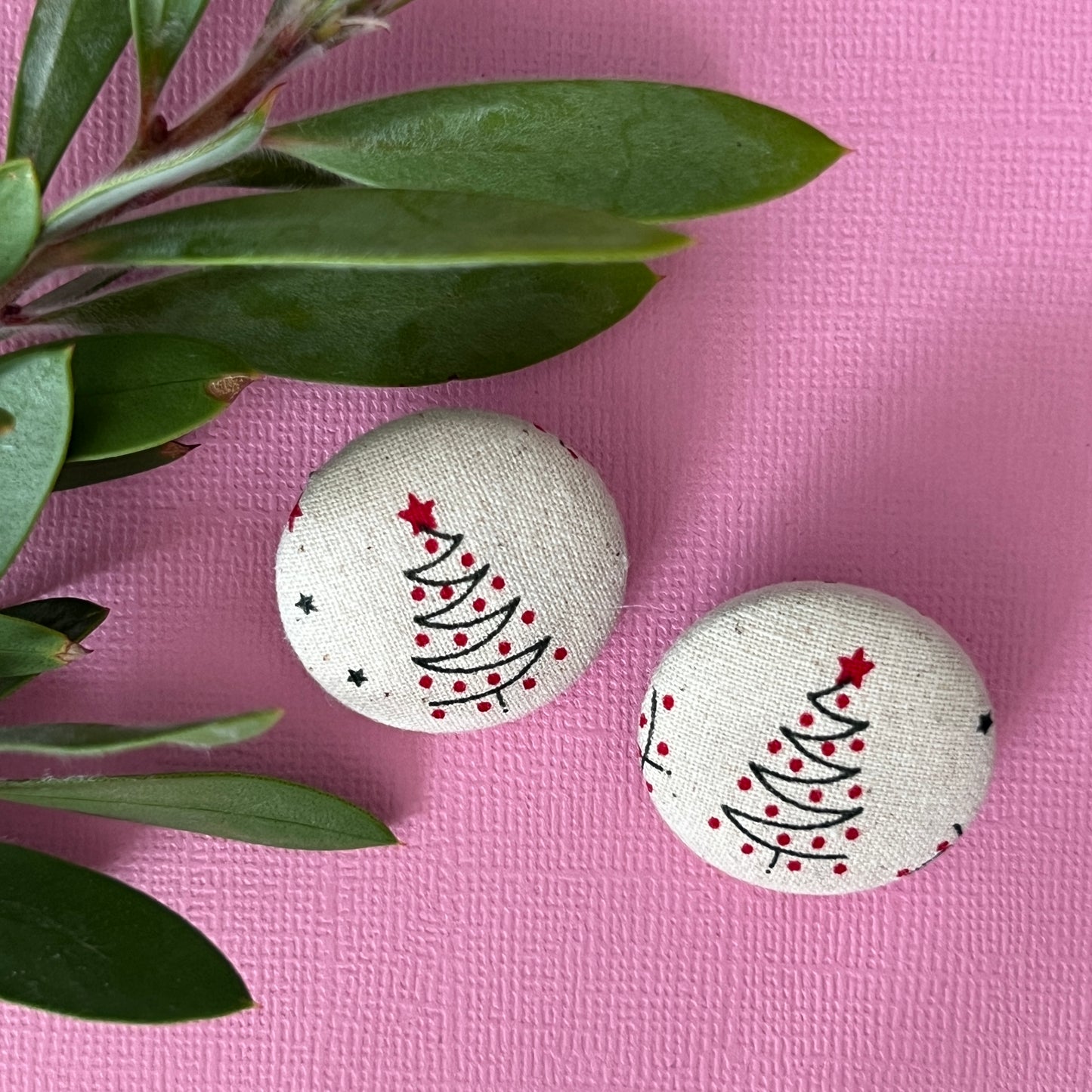 Fabric covered button earrings