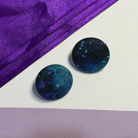 Fabric covered button earrings 23mm