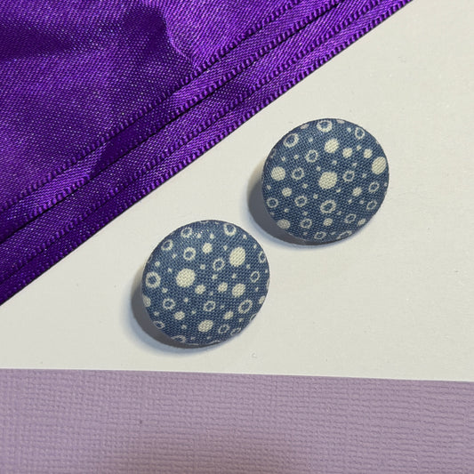 Fabric covered button earrings 23mm