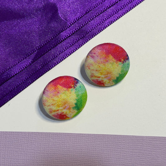 Fabric covered button earrings 23mm