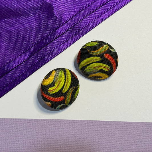 Fabric covered button earrings