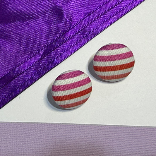 Fabric covered button earrings 23mm