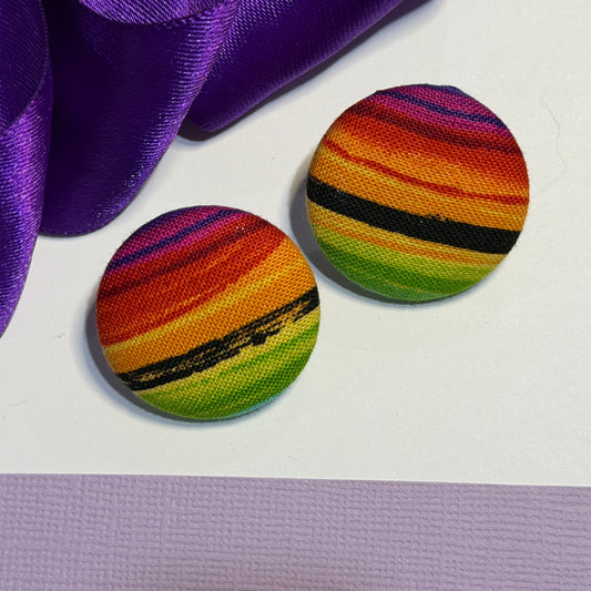 Fabric covered button earrings 27mm
