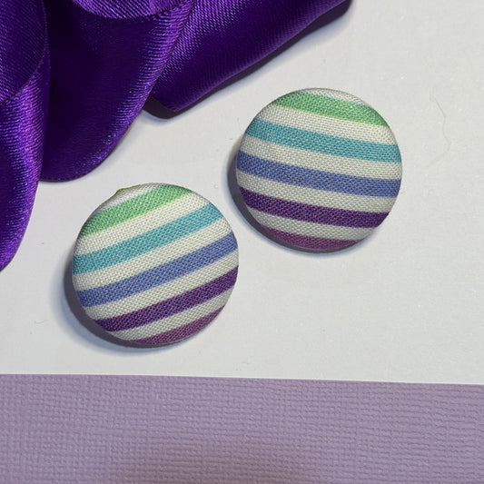 Fabric covered button earrings 27mm