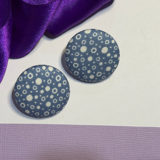 Fabric covered button earrings 27mm