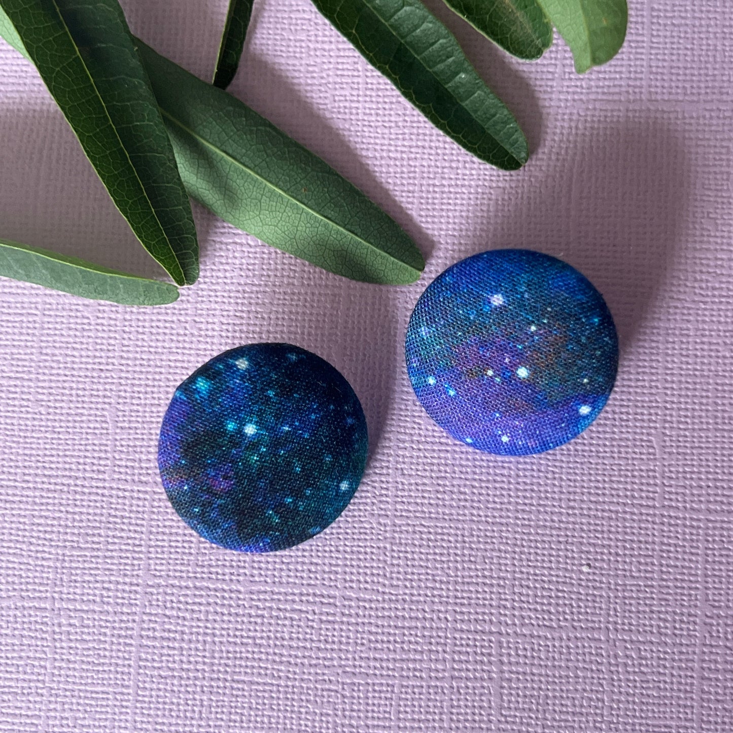Fabric covered button earrings