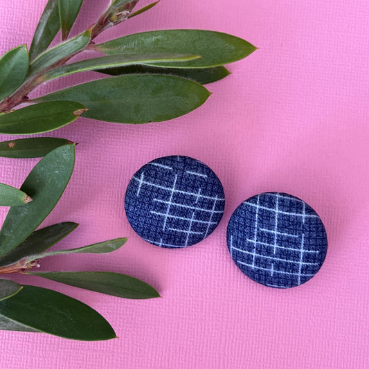 Fabric covered button earrings