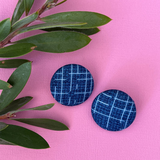 Fabric covered button earrings