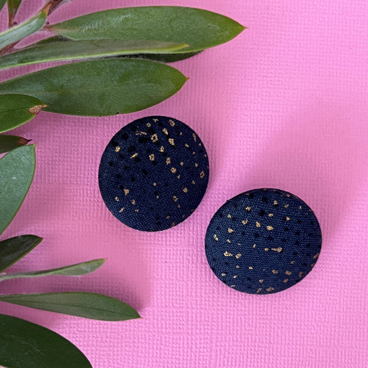 Fabric covered button earrings