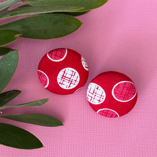 Fabric covered button earrings
