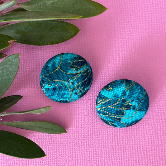 Fabric covered button earrings