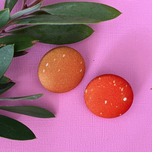 Fabric covered button earrings