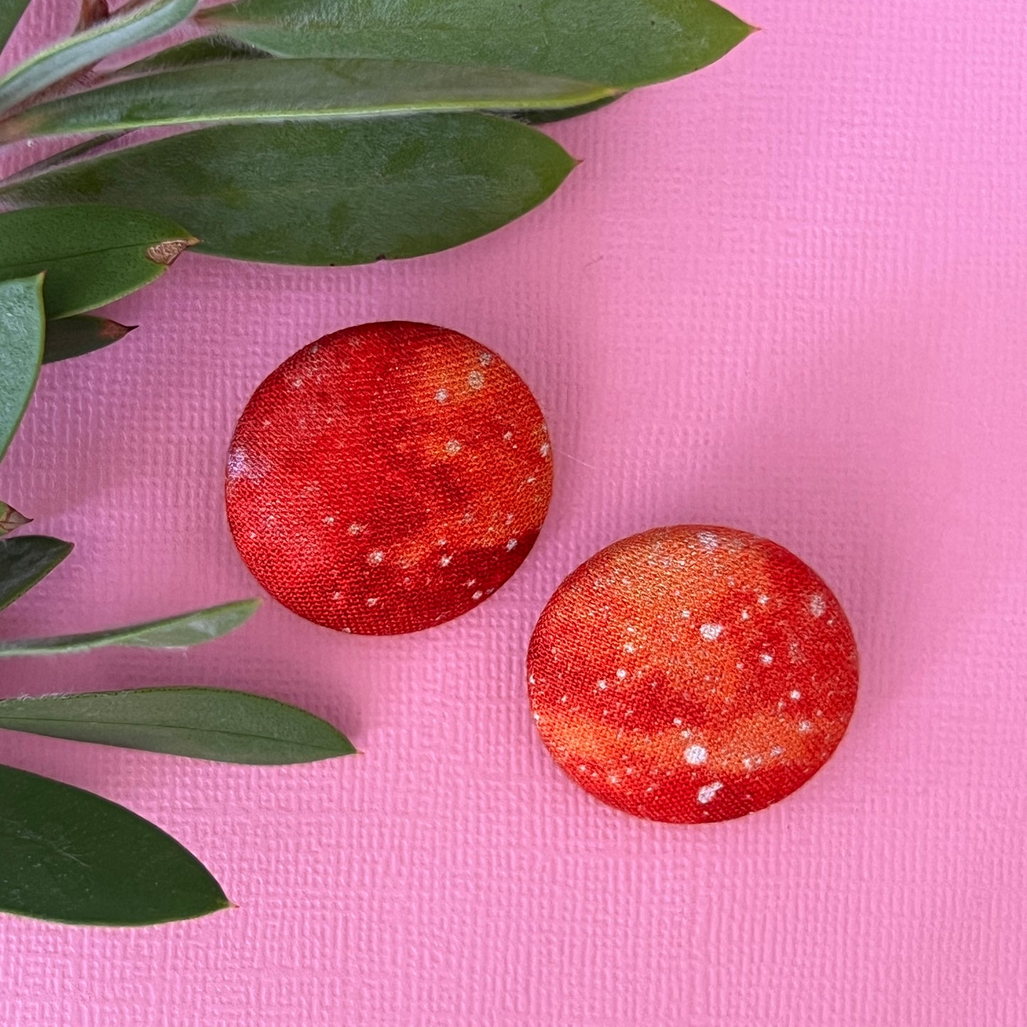 Fabric covered button earrings