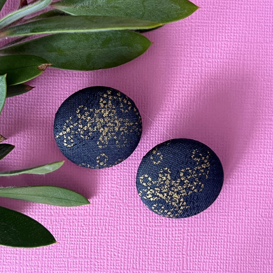 Fabric covered button earrings