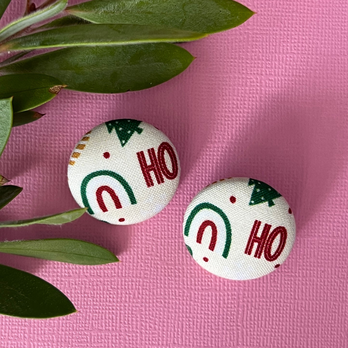 Fabric covered button earrings