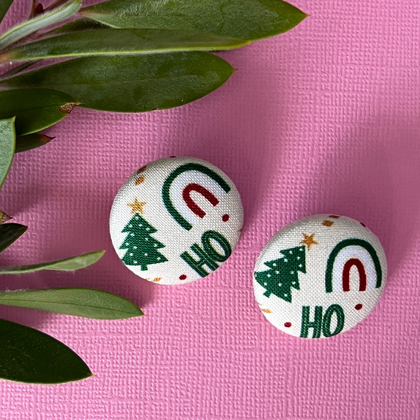 Fabric covered button earrings