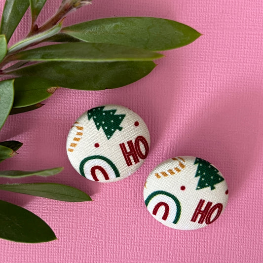 Fabric covered button earrings